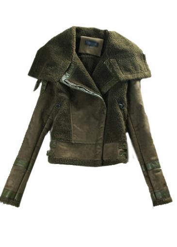 Rosewe Charming Turndown Collar Long Sleeve Army Green Jacket