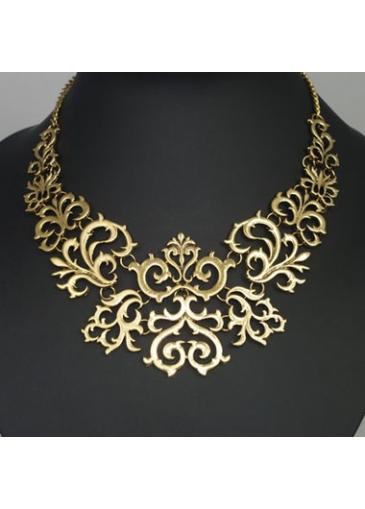Rosewe Gold Metal Laser Cut Chunky Choker Necklace