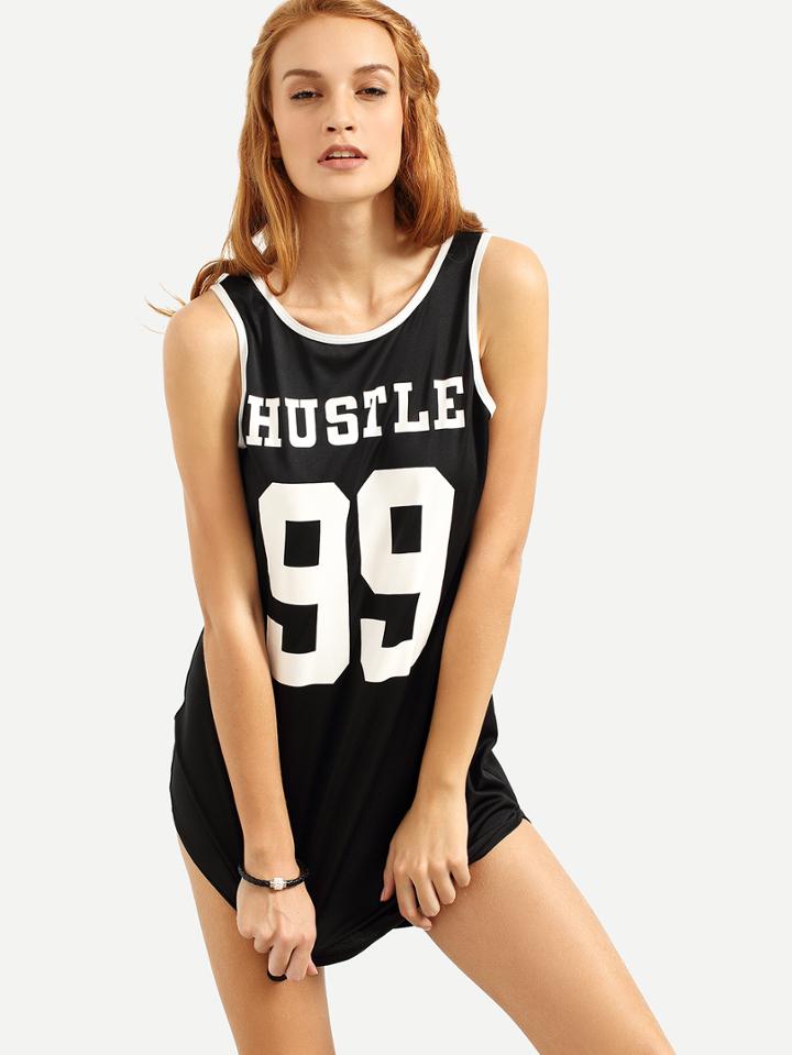 Shein Contrast Trim Basketball Dress - Black