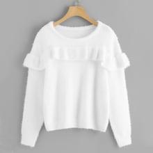 Shein Ruffle Trim Fluffy Sweater