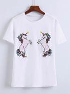 Shein Sequin Embroidery Cute Tee