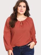 Shein Tie Front Raglan Sleeve Blouse