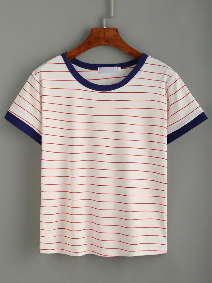 Shein Striped Ringer T-shirt