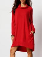 Shein Red Cowl Neck Sweatshirt Dress