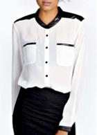 Rosewe Charming Mandarin Collar Long Sleeve Shirt With Button