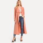 Shein Solid Belted Long Coat