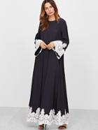 Shein Contrast Embroidered Lace Trim Tent Dress