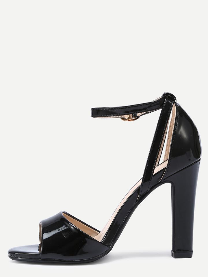 Shein Black Ankle Strap High Heel Sandals