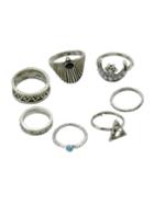 Shein 5pcs/set Silver Color Influx Of Geometric Rings