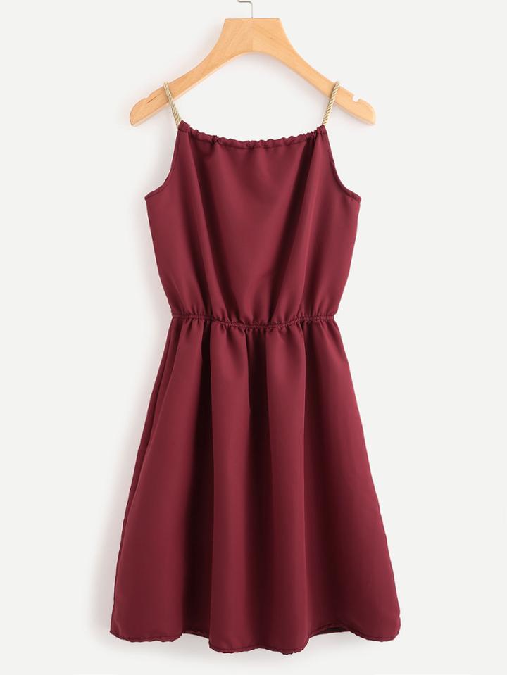 Shein Braided Bead Strap Tie Neck Cami Dress