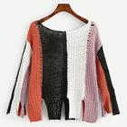 Shein Color Block Slit Hem Sweater