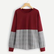 Shein Tartan Plaid Contrast Sweatshirt