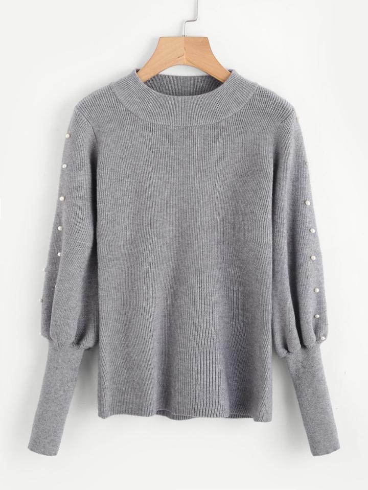 Shein Pearl Beaded Gigot Sleeve Jumper