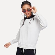 Shein Elastic Hem Drawstring Hoodie
