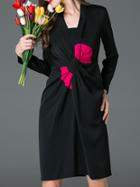 Shein Black Boat Neck Bowknot Sheath Dress