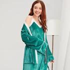 Shein Contrast Side Velvet Cami Pajama Set With Robe