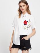 Shein Chest Flower Embroidered Blouse