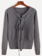 Shein Dark Grey Lace Up Jersey Sweater