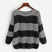 Shein Meander Pattern Open Knit Jumper