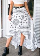 Rosewe Tribal Print Casual Asymmetric Maxi Skirt