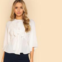 Shein Raglan Sleeve Knot Side Blouse
