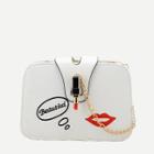 Shein Lip & Letter Embroidered Pu Chain Bag
