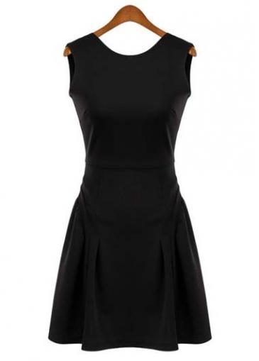 Rosewe Fine Quality Round Neck Sleeveless Dress For Woman Black
