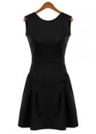 Rosewe Fine Quality Round Neck Sleeveless Dress For Woman Black