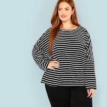 Shein Plus Drop Shoulder Striped Tee