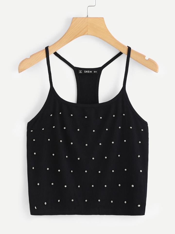 Shein Racer Back Studded Cami Top