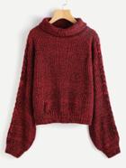 Shein Marled Knit Bishop Sleeve Jumper