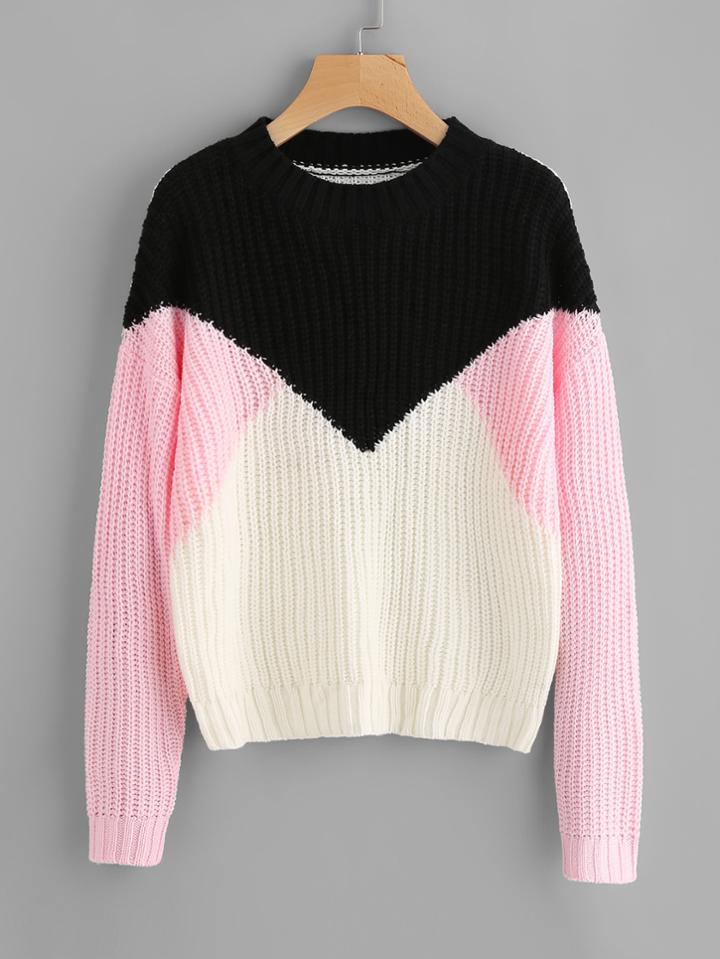 Shein Color Block Drop Shoulder Jumper