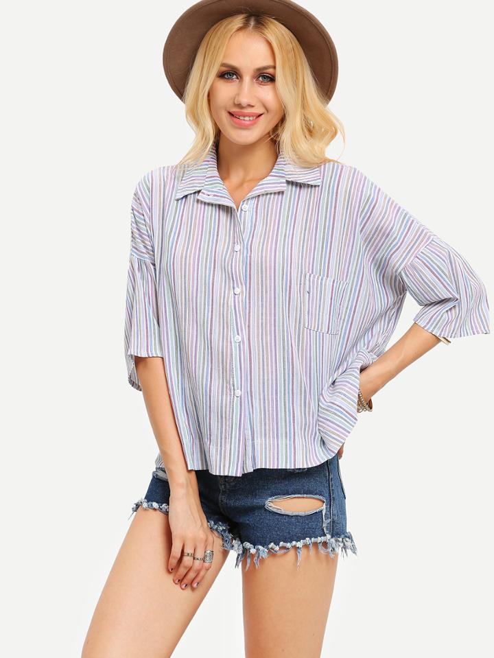 Shein Drop Shoulder Loose-fit Striped Blouse