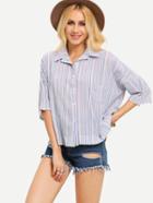 Shein Drop Shoulder Loose-fit Striped Blouse