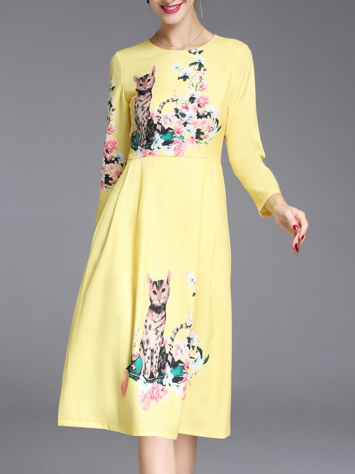 Shein Cats Print A-line Dress