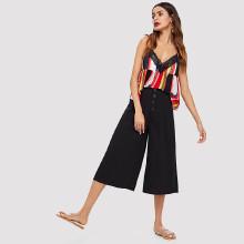 Shein Wide Waist Button Embellished Wide Leg Pants