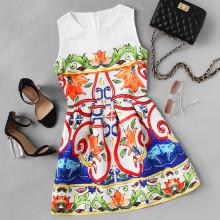 Shein Floral Print Embossed Fit & Flare Dress