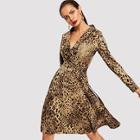 Shein Self Tie Leopard Print Dress