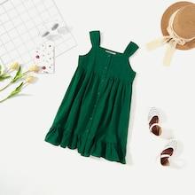 Shein Girls Thick Strap Flounce Hem Dress