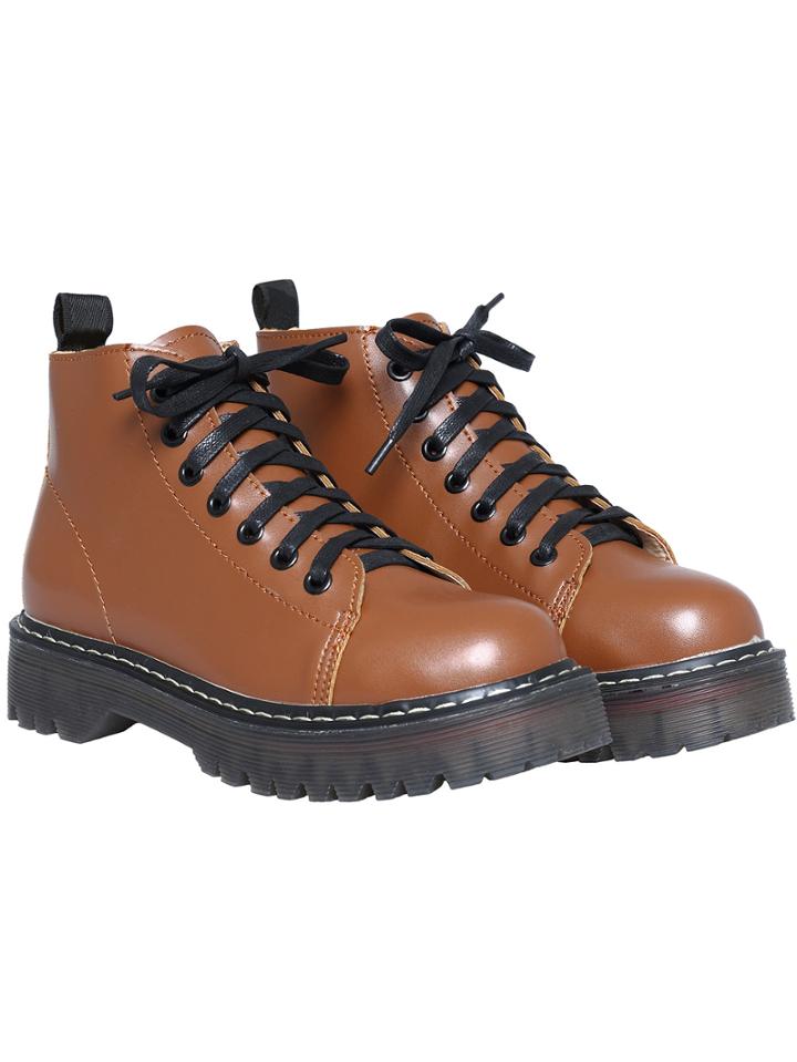 Shein Brown Thick-soled Round Toe Boots