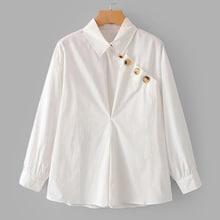Shein Oblique Button Blouse