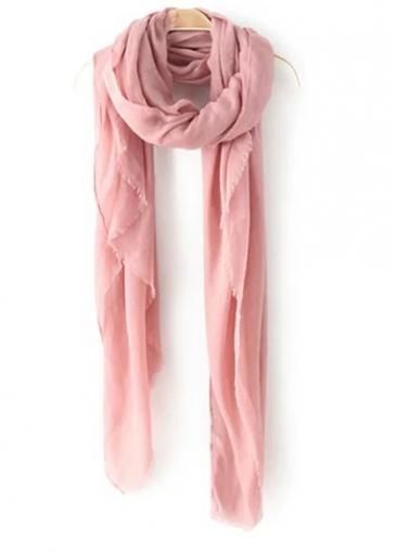 Rosewe Pink Cotton Blend Long Tearing Scarf