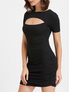 Shein Cutout Chest Ruched Side Ribbed Bodycon Dress