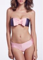 Rosewe Knot Design Strapless Bowknot Embellished Bikini