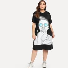 Shein Plus Figure Print Tee Dress