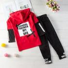 Shein Toddler Boys Drawstring Dip Hem Hoodie & Pants