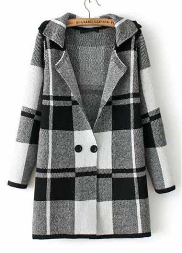 Rosewe New Arrival Plaid Print Design Turndown Collar Coat