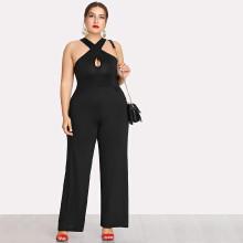 Shein Plus Criss Cross Front Wide Leg Jumpsuit