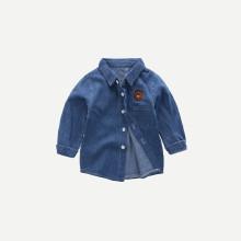 Shein Girls Beer Print Denim Blouse