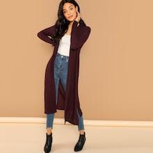 Shein Open Front Slit Side Longline Coat